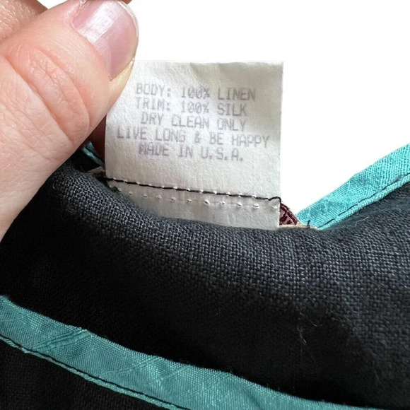 Neil & David Black Linen Silk Trim Tank Top L - Picture 4 of 5